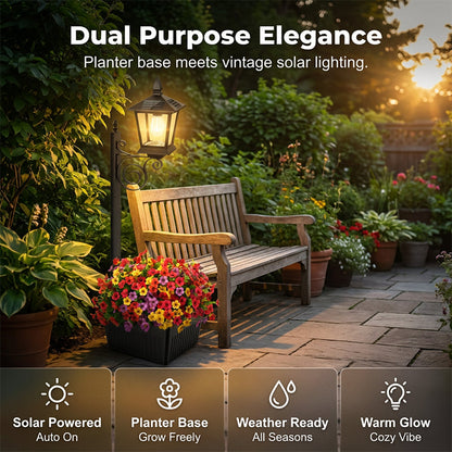 Lampada solare da giardino per esterni con base per fioriera