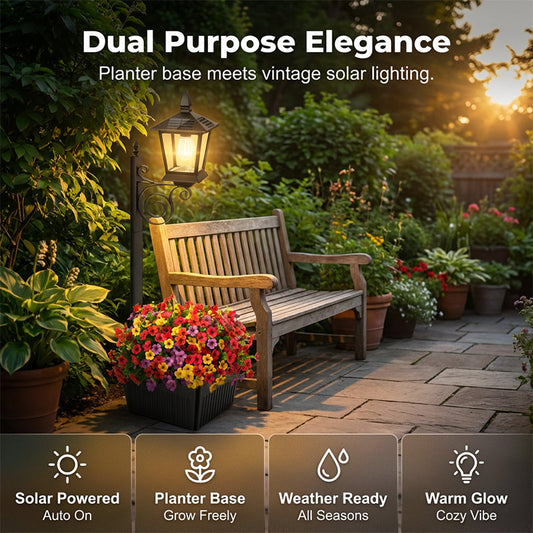 Lampada solare da giardino per esterni con base per fioriera