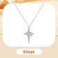 Squisita collana con croce e corona girevole.
