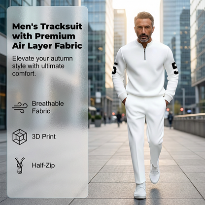 Completo da uomo composto da maglia con mezza zip e pantaloni, due pezzi.