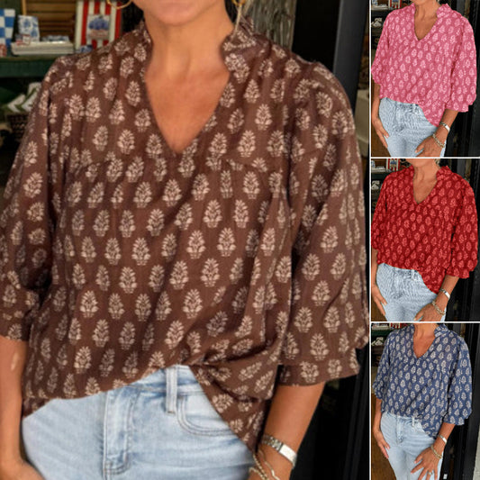 Top da donna casual, ampio e stampato