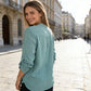 Camicia da donna a righe con scollo a V e bottoni
