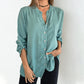 Camicia da donna a righe con scollo a V e bottoni