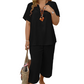 Completo da donna casual composto da top a maniche corte e pantaloni a gamba larga.
