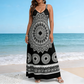 👗Nuovo arrivo❣️Abito lungo con spalline sottili e stampa mandala in stile bohémien