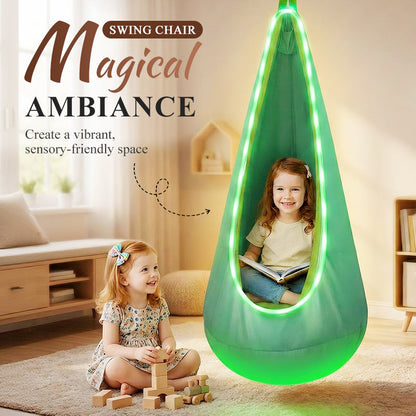 🌟 Poltrona Sospesa a Nido per Bambini con Luci LED e Telecomando – Rifugio Accogliente e Resistente 🪑