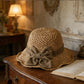 Elegante cappello da sole in paglia intrecciata con fiocco