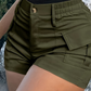 Pantaloncini cargo da donna a vita alta con tasche