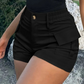 Pantaloncini cargo da donna a vita alta con tasche