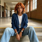 Giacca di jeans classica da donna con bottoni sul davanti