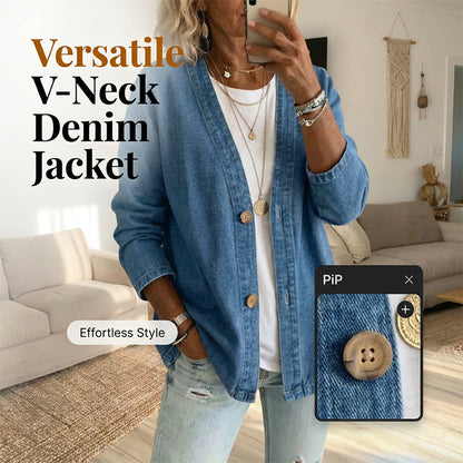 Giacca di jeans classica da donna con bottoni sul davanti