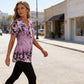 Top da donna elegante a maniche corte con stampa floreale