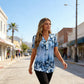 Top da donna elegante a maniche corte con stampa floreale