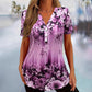 Top da donna elegante a maniche corte con stampa floreale