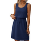 Abito da donna senza maniche in maglia waffle con coulisse in vita