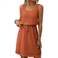 Abito da donna senza maniche in maglia waffle con coulisse in vita