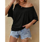 T-shirt da donna casual a maniche corte con spalle scoperte