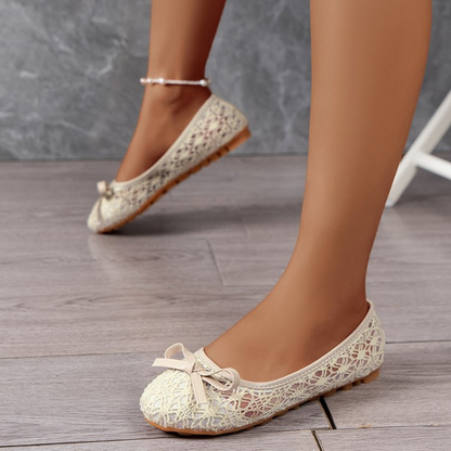 Ballerine eleganti da donna in pizzo con fiocco
