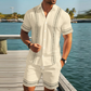 Set camicia e pantaloncini da uomo a maniche corte con stampa floreale