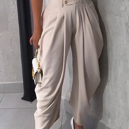Pantaloni casual da donna a vita alta e gamba larga