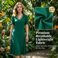 Abito elegante da donna con scollo a V e inserti in rete