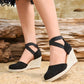 🌼 SCONTO DEL 50% PER UN PERIODO LIMITATO! 👡 Sandali espadrillas con zeppa da donna – Punta chiusa, cinturini incrociati, stile bohémien 🌴
