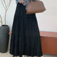 Gonna lunga da donna casual a balze, linea ad A, con coulisse in vita
