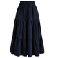 Gonna lunga da donna casual a balze, linea ad A, con coulisse in vita