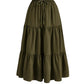 Gonna lunga da donna casual a balze, linea ad A, con coulisse in vita