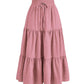 Gonna lunga da donna casual a balze, linea ad A, con coulisse in vita