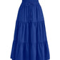 Gonna lunga da donna casual a balze, linea ad A, con coulisse in vita