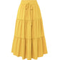 Gonna lunga da donna casual a balze, linea ad A, con coulisse in vita