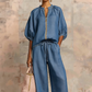 👚 SCONTO DEL 50% PER UN PERIODO LIMITATO! 👖 Tuta sportiva da donna a due pezzi in tinta unita – Maniche a sbuffo, gamba larga, dettaglio con cerniera ✨