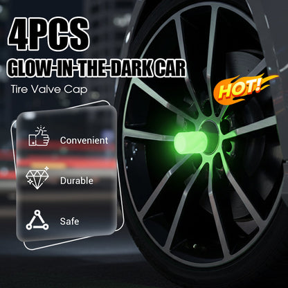4 tappi per valvole di pneumatici auto fosforescenti