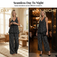 ⏰🔥SCONTO DEL 50% PER UN PERIODO LIMITATO! 💃 Completo composto da top senza maniche con scollo all'americana e pantaloni a gamba larga – Fluido, comodo e chic senza sforzo ✨🌿