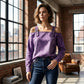 Top in denim da donna con spalline larghe