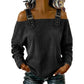 Top in denim da donna con spalline larghe
