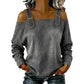 Top in denim da donna con spalline larghe