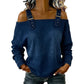 Top in denim da donna con spalline larghe