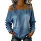 Top in denim da donna con spalline larghe
