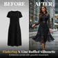 Elegante abito midi a pois con collo annodato
