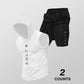 Set da uomo composto da felpa senza maniche con cappuccio e pantaloncini