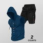 Set da uomo composto da felpa senza maniche con cappuccio e pantaloncini