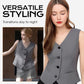 Elegante gilet da donna con scollo a V e bottoni sul davanti.