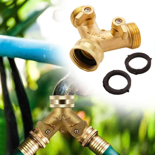 Deviatore a Y in ottone per rubinetto da giardino 3/4", connettore doppio per tubo dell'acqua