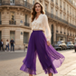Pantaloni asimmetrici da donna in chiffon a gamba larga