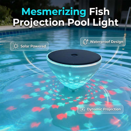 🐟Lampada da piscina a energia solare con proiezione di pesci🌙✨