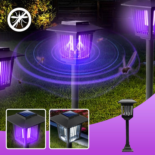 🌿 Lampada Antizanzare Solare da Giardino [Senza Chimica] 🚫🦟 | ⏰ Accensione Automatica Crepuscolare | 💡 Doppia Luce: Trappola UV + Illuminazione | 🏕️ Design Portatile per Esterni