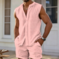 Completo da Uomo Senza Maniche con Bottoni e Pantaloncini