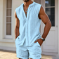 Completo da Uomo Senza Maniche con Bottoni e Pantaloncini